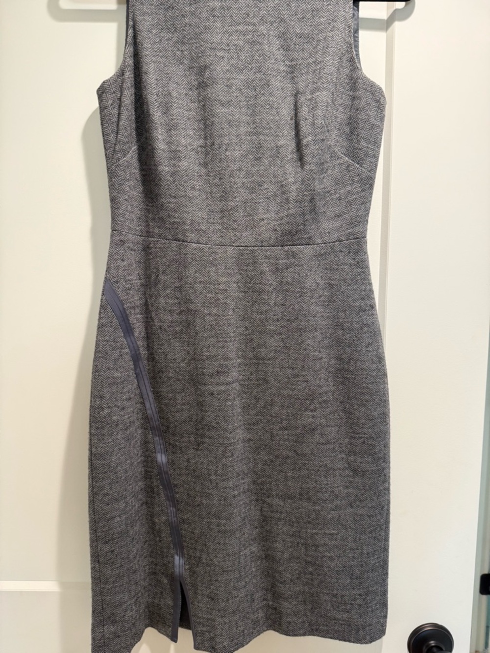 J. Crew Gray Herringbone Sleeveless Sheath Dress with Side Zip Detail